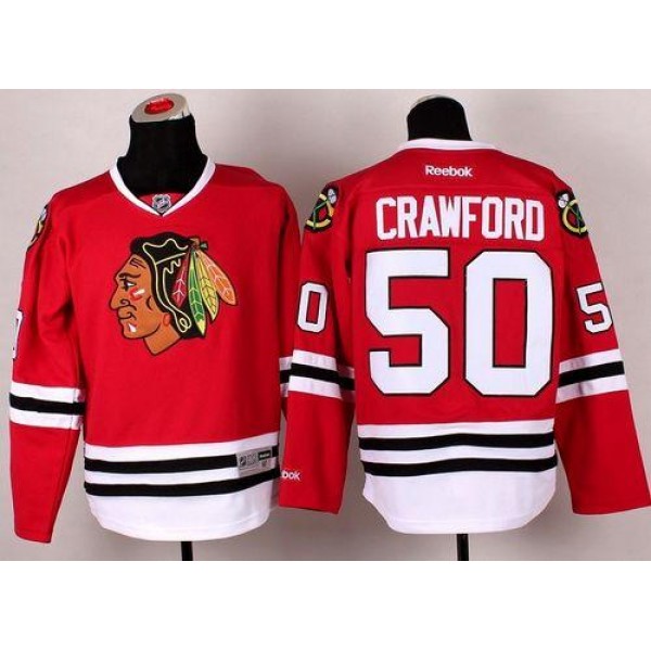 Blackhawks #50 Corey Crawford Red Stitched Jersey