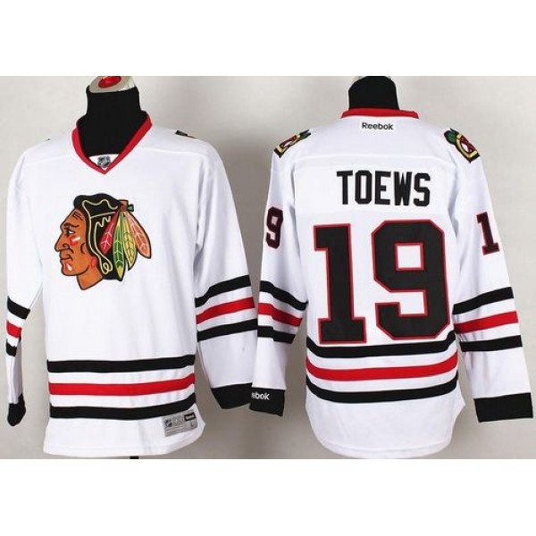 Blackhawks #19 Jonathan Toews Stitched White Jersey