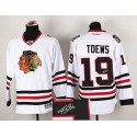 Blackhawks #19 Jonathan Toews White Autographed Stitched Jersey