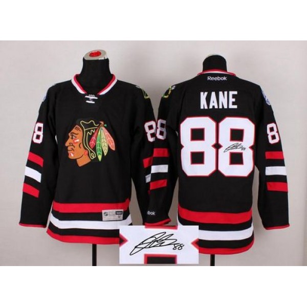 Blackhawks #88 Patrick Kane Black Autographed Stitched Jersey