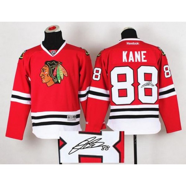 Blackhawks #88 Patrick Kane Red Autographed Stitched Jersey