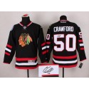 Blackhawks #50 Corey Crawford Black Autographed Stitched Jersey