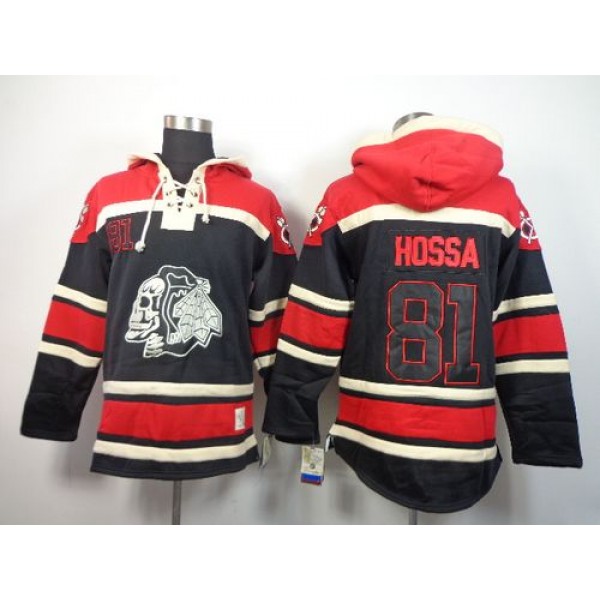 Blackhawks #81 Marian Hossa Black Sawyer Hooded Sweatshirt Stitched Jersey