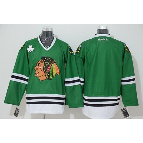 Blackhawks Stitched Blank Green Jersey