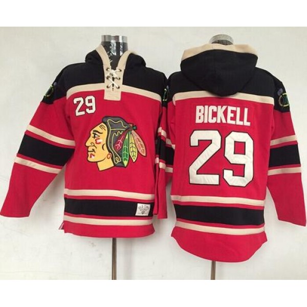 Blackhawks #29 Bryan Bickell Red Sawyer Hooded Sweatshirt Stitched Jersey