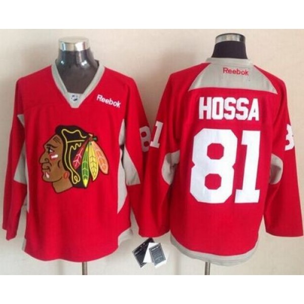 Blackhawks #81 Marian Hossa Red Practice Stitched Jersey