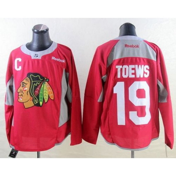 Blackhawks #19 Jonathan Toews Red Practice Stitched Jersey