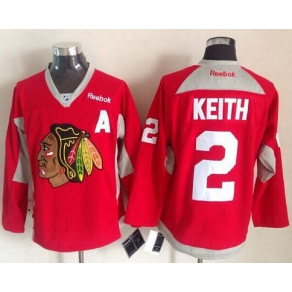 Blackhawks #2 Duncan Keith Red Practice Stitched Jersey