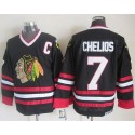 Blackhawks #7 Chris Chelios Black CCM Throwback Stitched Jersey