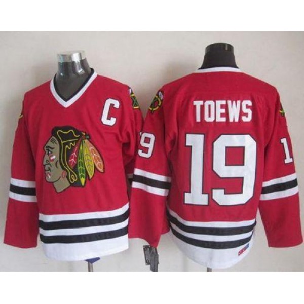 Blackhawks #19 Jonathan Toews Red CCM Throwback Stitched Jersey