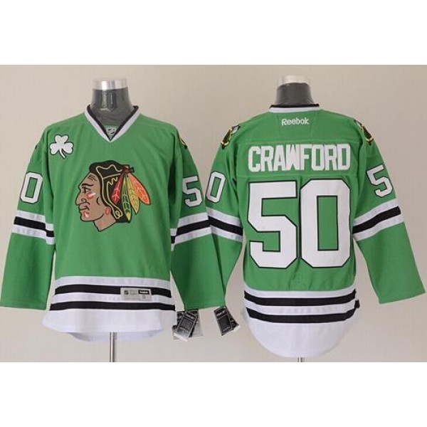 Blackhawks #50 Corey Crawford Green Stitched Jersey
