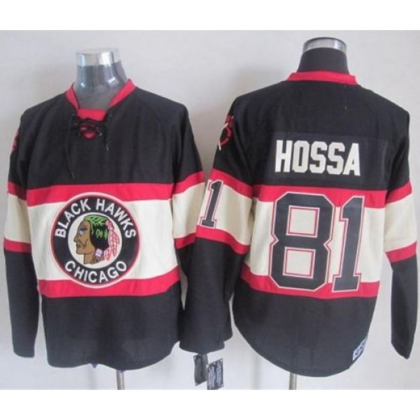 Blackhawks #81 Marian Hossa Black Third CCM Stitched Jersey