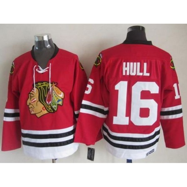 Blackhawks #16 Bobby Hull Red CCM Throwback Stitched Jersey