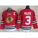 Blackhawks #3 Pierre Pilote Red CCM Throwback Stitched Jersey