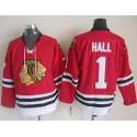 Blackhawks #1 Glenn Hall Stitched Red CCM Throwback Jersey