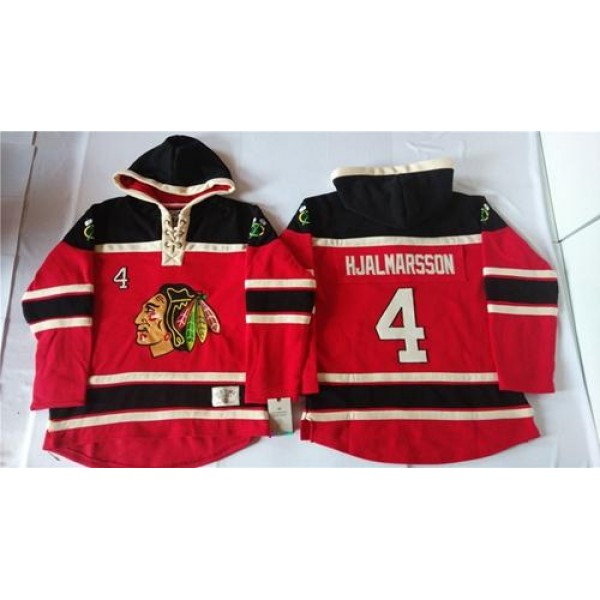 Blackhawks #4 Niklas Hjalmarsson Red Sawyer Hooded Sweatshirt Stitched Jersey