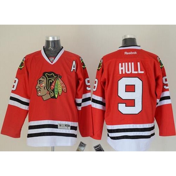 Blackhawks #9 Bobby Hull Red Stitched Jersey