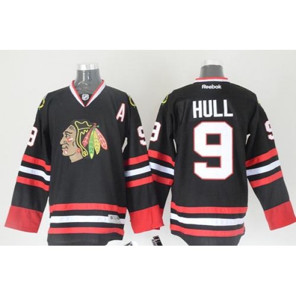 Blackhawks #9 Bobby Hull Black Stitched Jersey