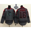 Blackhawks #16 Marcus Kruger Charcoal Cross Check Fashion 2015 Stanley Cup Stitched Jersey