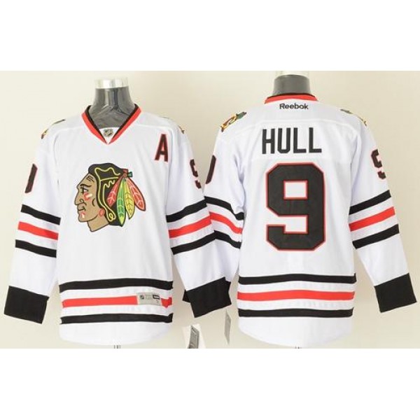 Blackhawks #9 Bobby Hull White Stitched Jersey
