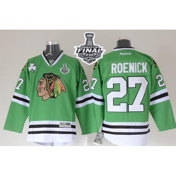 Blackhawks #27 Jeremy Roenick Green 2015 Stanley Cup Stitched Jersey