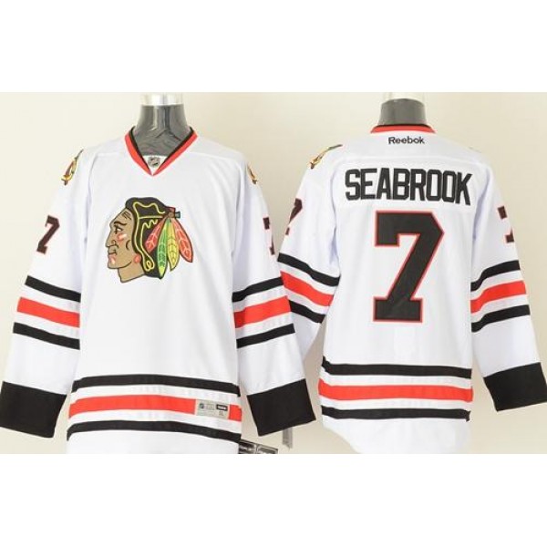 Blackhawks #7 Brent Seabrook White Stitched Jersey