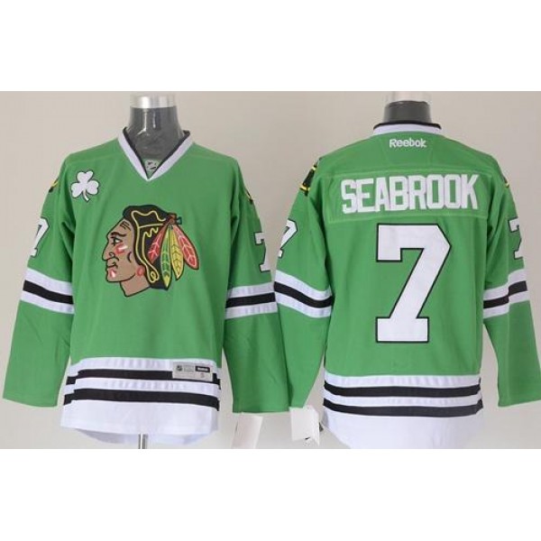 Blackhawks #7 Brent Seabrook Green Stitched Jersey