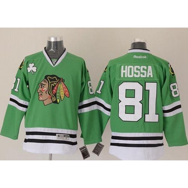 Blackhawks #81 Marian Hossa Green Stitched Jersey