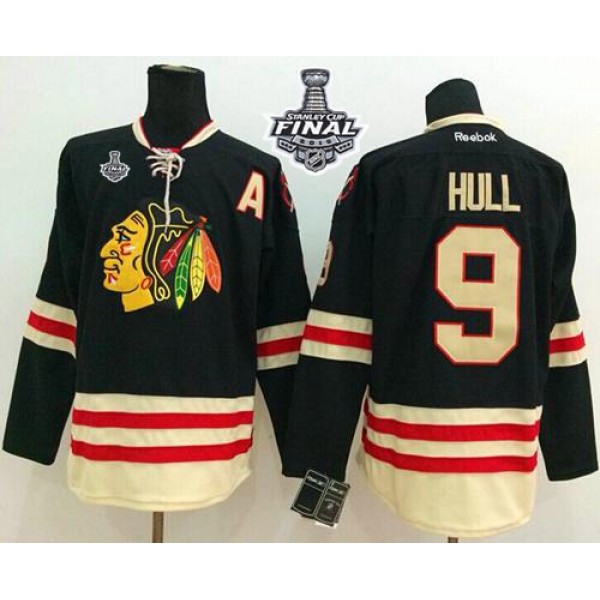 Blackhawks #9 Bobby Hull Black 2015 Winter Classic 2015 Stanley Cup Stitched Jersey