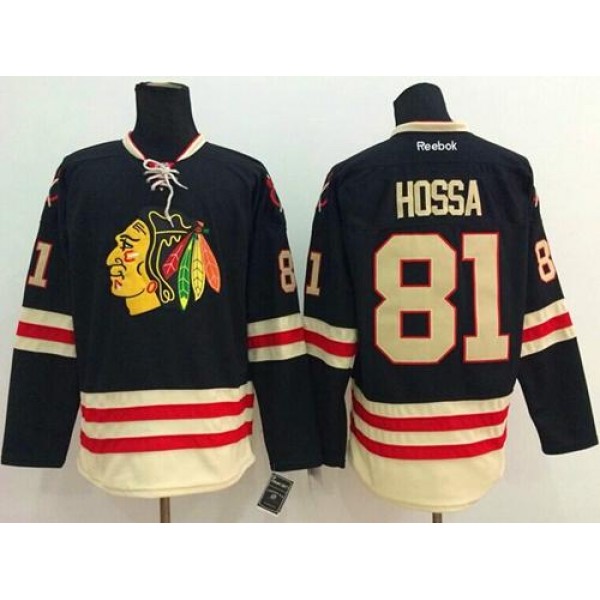 Blackhawks #81 Marian Hossa Black 2015 Winter Classic Stitched Jersey
