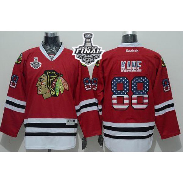 Blackhawks #88 Patrick Kane Red USA Flag Fashion 2015 Stanley Cup Stitched Jersey