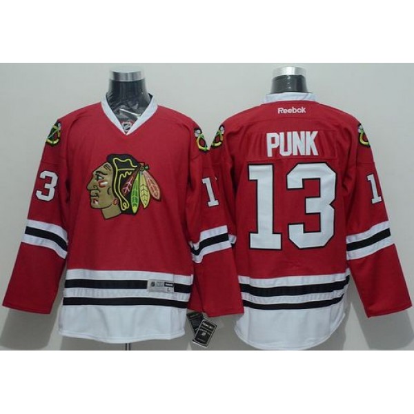Blackhawks #13 CM Punk Red Stitched Jersey