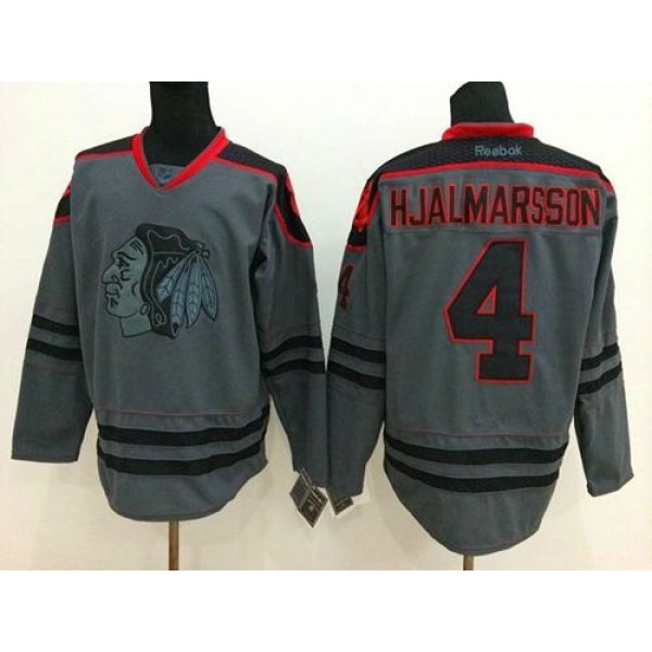 Blackhawks #4 Niklas Hjalmarsson Charcoal Cross Check Fashion Stitched Jersey