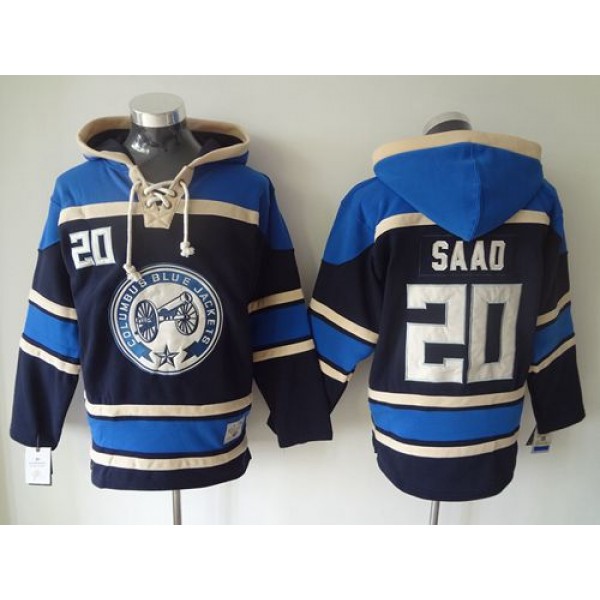 Blue Jackets #20 Brandon Saad Navy Blue Sawyer Hooded Sweatshirt Stitched Jersey