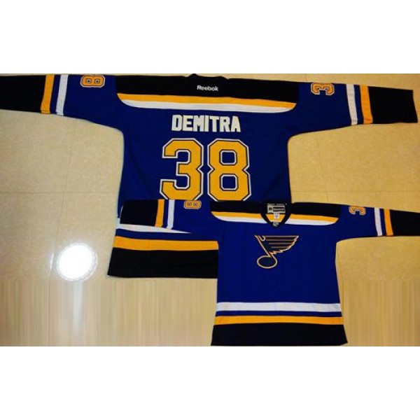Blues #38 Pavol Demitra Light Blue Home Stitched Jersey