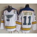 Blues #11 Brian Sutter White Yellow CCM Throwback Stitched Jersey