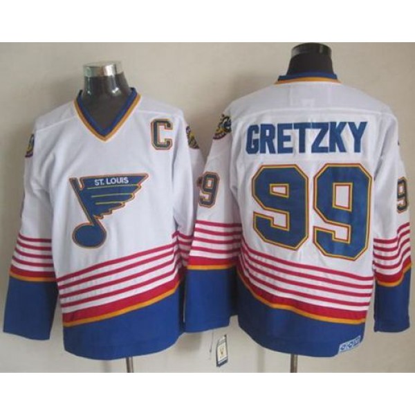 Blues #99 Wayne Gretzky White CCM Throwback Stitched Jersey