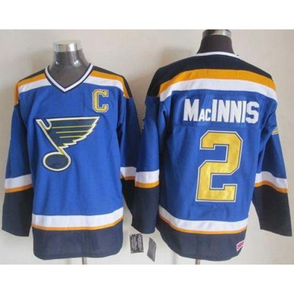 Blues #2 Al MacInnis Light Blue CCM Throwback Stitched Jersey