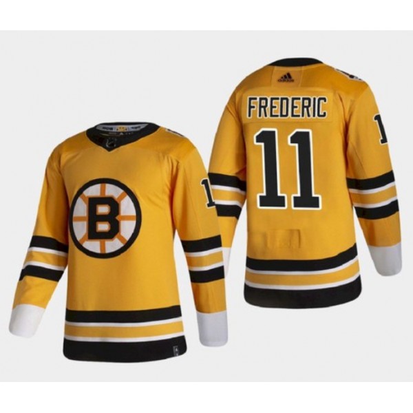 Boston Bruins #11 Trent Frederic Gold Stitched Jersey