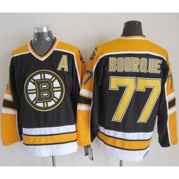Bruins #77 Ray Bourque Black CCM Throwback New Stitched Jersey