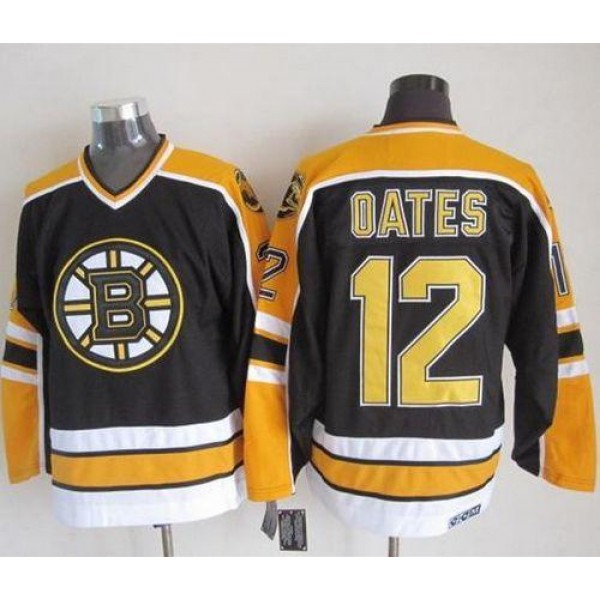 Bruins #12 Adam Oates Black CCM Throwback New Stitched Jersey
