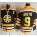 Bruins #9 Johnny Bucyk Black Yellow CCM Throwback New Stitched Jersey