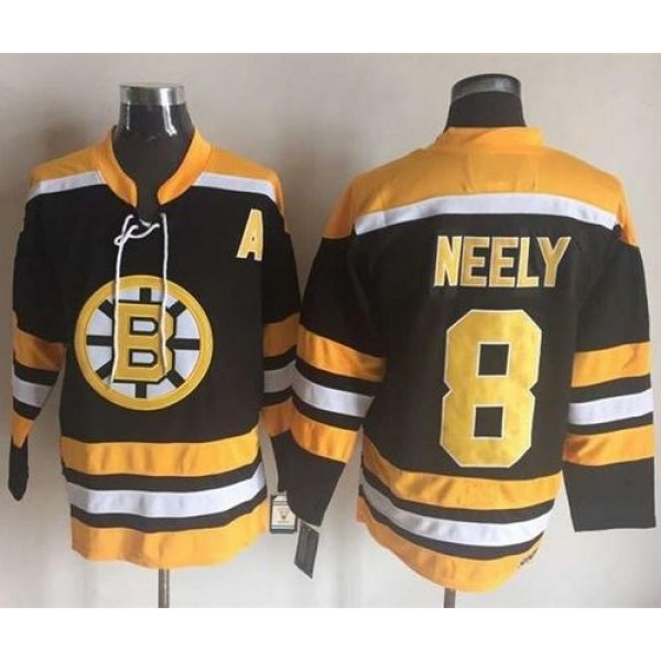 Bruins #8 Cam Neely Black Yellow CCM Throwback New Stitched Jersey