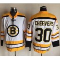 Bruins #30 Gerry Cheevers White CCM Throwback Stitched Jersey
