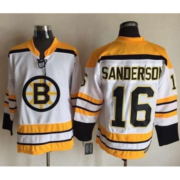 Bruins #16 Derek Sanderson White CCM Throwback Stitched Jersey