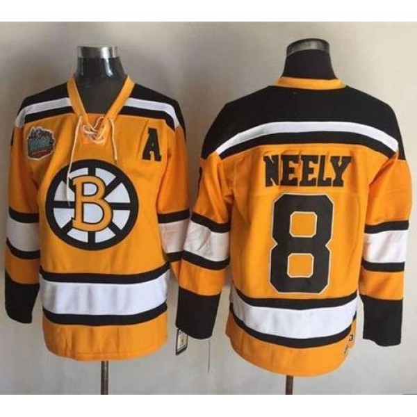 Bruins #8 Cam Neely Yellow Winter Classic CCM Throwback Stitched Jersey