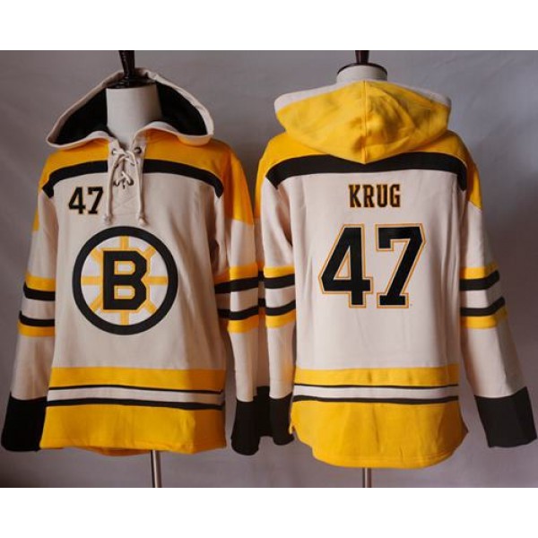 Bruins #47 Torey Krug Cream Sawyer Hooded Sweatshirt Stitched Jersey