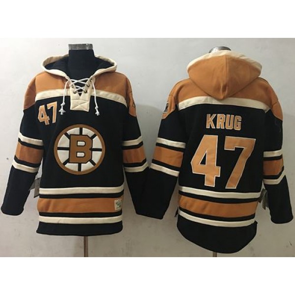 Bruins #47 Torey Krug Black Sawyer Hooded Sweatshirt Stitched Jersey