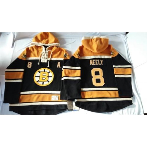 Bruins #8 Cam Neely Black Sawyer Hooded Sweatshirt Stitched Jersey