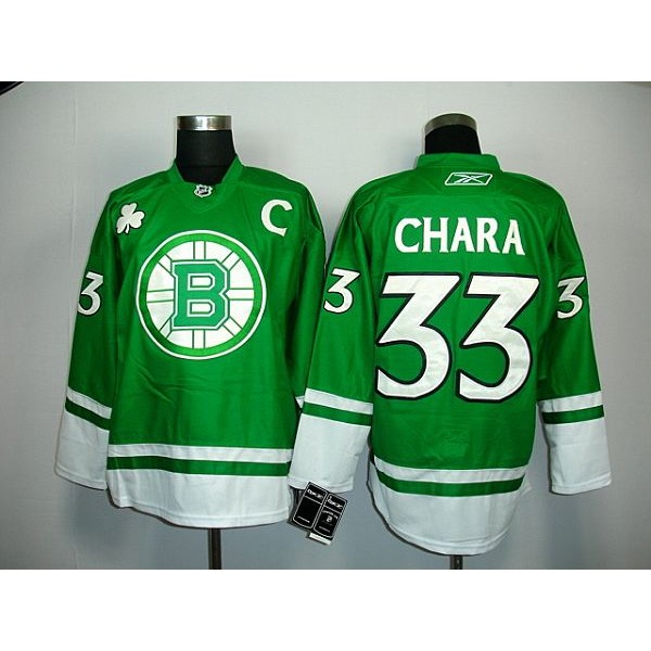 Bruins #33 Chara Green St. Patty's Day Stitched Jersey